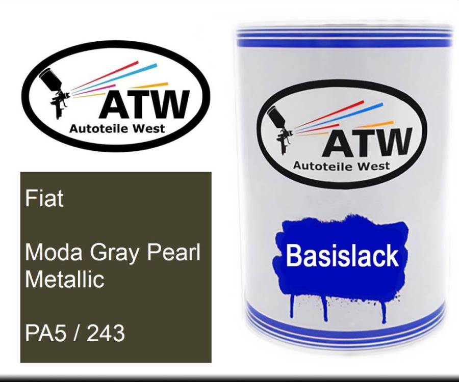 Fiat, Moda Gray Pearl Metallic, PA5 / 243: 500ml Lackdose, von ATW Autoteile West.